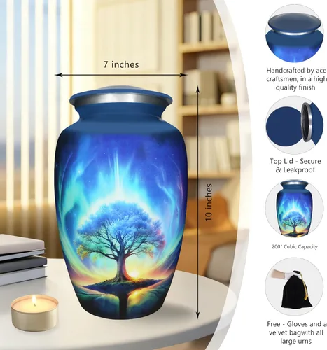 Vista 2 de M MEILINXU Urna para cenizas para adultos, hombre o mujer, urnas de cremación para cenizas humanas, hombre y mujer adultos, decoración funeraria