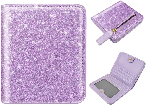 Vista 19 de Cartera pequeña con bloqueo RFID para mujer, con bolsillo plegable y compacto, lindo soporte para tarjetas de crédito, ranura para monedas, monedero
