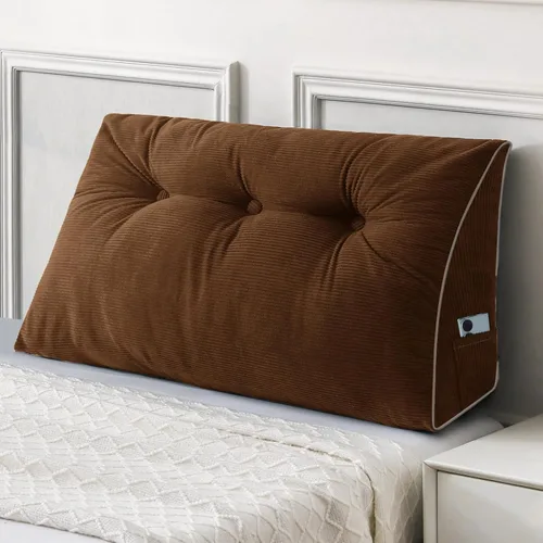 Vista 32 de Sasttie Almohada de Cabecera Queen, Almohada de Cuña de Cabecera para Sentarse en la Cama, Cojín Triangular con Soporte de Respaldo para Leer - Con