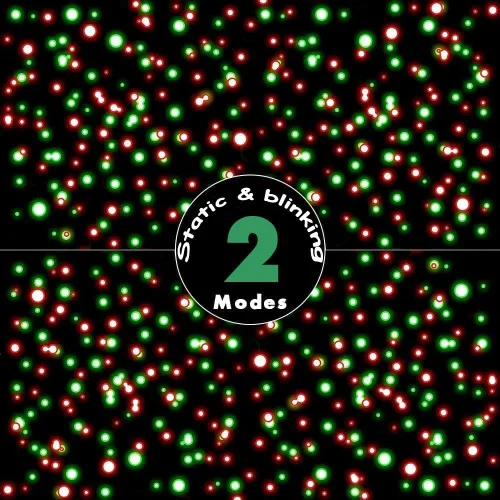 Vista 2 de Proyector de luz láser de Navidad, luces láser de estrellas rojas y verdes, espectáculo con temporizador para decoraciones al aire libre