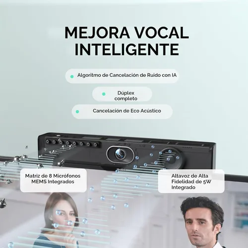 Vista 4 de Yealink MeetingBar A10 Cámara web para sala de conferencias 4K con lente gran angular de 120° con sistema operativo Android, sistema