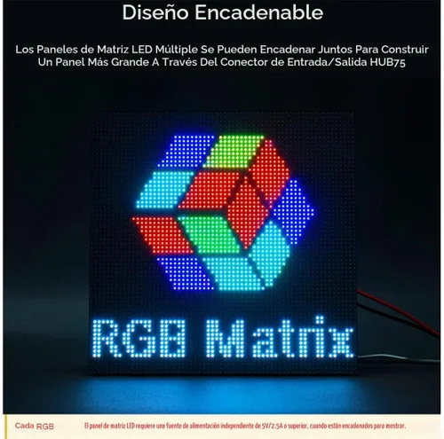 Vista 4 de 64x32 Panel de Matriz LED de Color Completo 2048 RGB de 2.5mm de Paso P2.5, Pantalla de Texto/Imagen Colorida/Animación de Brillo Ajustable Diseño