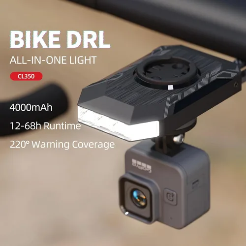 Vista 3 de CL350 - Luz delantera de bicicleta para conducción nocturna durante el día, 4 modos de 4000 mAh USB recargable, encendido/apagado automático