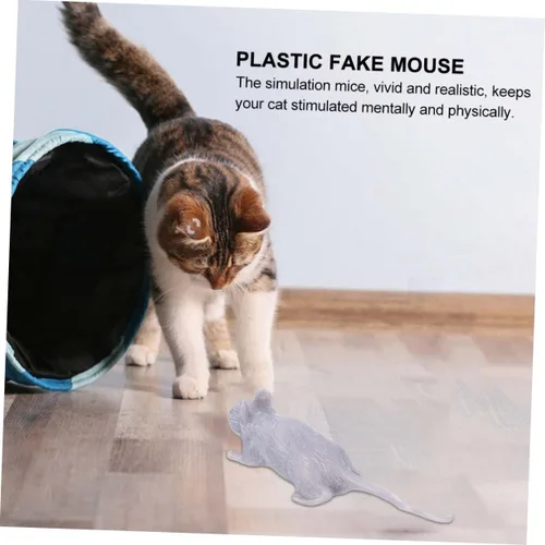 Vista 2 de 10pcs Halloween Plastic Fake Mouse Prank Realistic Tricky Decorations for Indoor Outdoor Party Props Gray