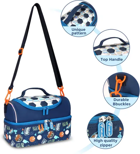 Vista 6 de RLGPBON Bolsa de almuerzo para niños, lonchera aislada para niñas y niños, bolsa de almuerzo para niños pequeños y adolescentes, lindas bolsas