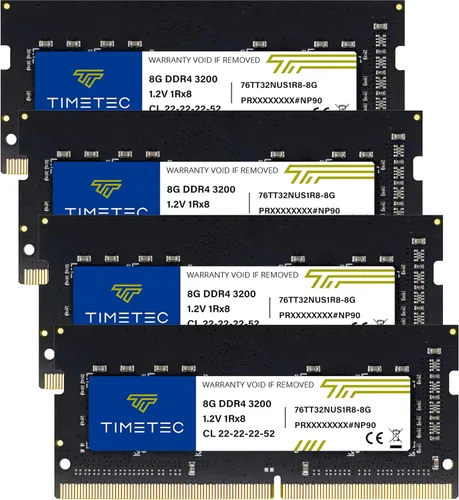 Vista 18 de Timetec Pinnacle 8 GB DDR4 3200 MHz (o 2933 MHz o 2666 MHz) PC4-25600 sin ECC sin búfer 1.2 V CL22 1Rx8 de rango único 260 pines SODIMM Módulo