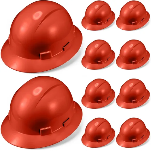Vista 11 de 10 Pack Casco de ala completa, Casco de construcción blanco, Casco de seguridad HDPE con suspensión de trinquete ajustable de 6 puntos para hombres