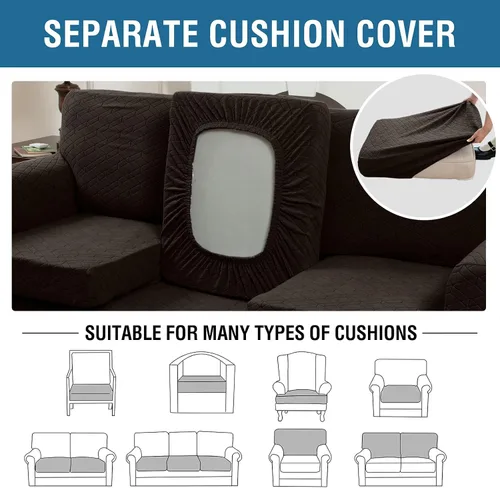 Vista 8 de Funda de sofá de 4 piezas, adecuada para 2 cojines extra grandes y 2 fundas de cojín de gran tamaño, funda protectora para muebles de mascotas