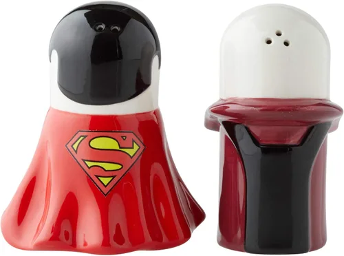 Vista 2 de Enesco 6003730 DC Comics Ceramics Superman vs. Lex Luthor - Salero estilizado y pimentero, 3.89 pulgadas, multicolor