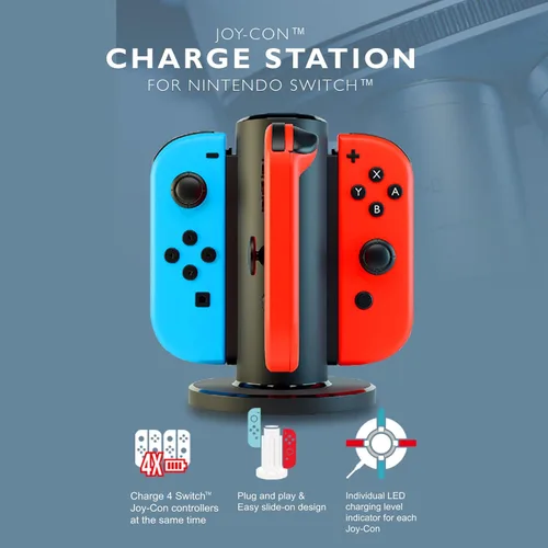 Vista 6 de Joycon - Base de carga para controlador de interruptor, accesorios de interruptor compatibles con Switch Joycon, cargador de interruptor 4 en 1