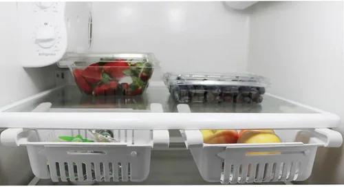 Vista 3 de Paquete de 2 cajones de almacenamiento ajustables para refrigerador, nevera, cocina, color blanco