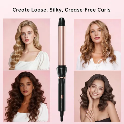 Vista 5 de Hahahope Varita rizadora de cerámica de 1 pulgada para ondas sueltas, rizador de pelo de barril extra largo para cabello medio a largo, 2