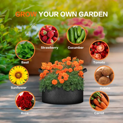 Vista 6 de iPower - Bolsa de cultivo para plantas de 5 galones, paquete de 6, resistentes, de tela con asas de nylon, contenedores de 300g de tela no tejida