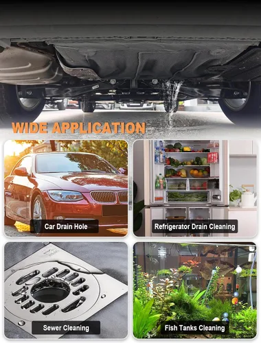 Vista 5 de EVOULTES Herramienta de limpieza de drenaje de techo corredizo automático, cepillo de drenaje flexible de 78 pulgadas, limpiador de tuberías largas