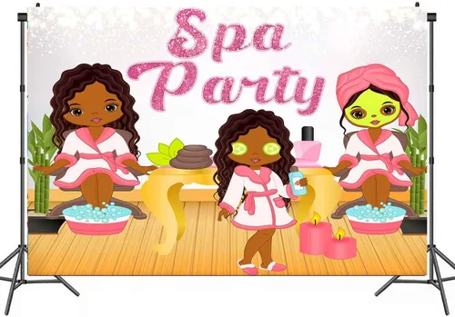 Vista 10 de Telones de fondo de fiesta de spa para niños para fotografía de cumpleaños 10 para niñas, fiesta de spa, día de spa, telón de fondo fotográfico