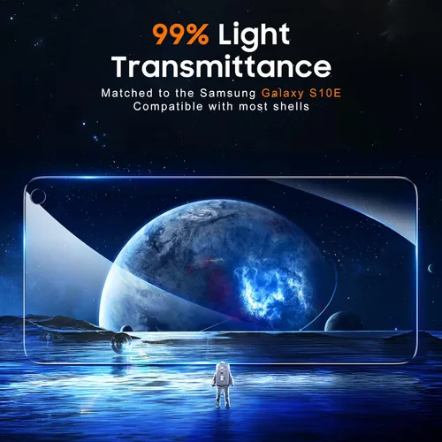Vista 6 de [Paquete de 4] UniqueMe compatible con Samsung Galaxy S10e Protector de pantalla de vidrio templado, dureza 9H, sin burbujas