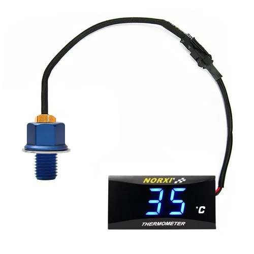Vista 14 de Medidor de temperatura de aceite de motocicleta Medidor digital de temperatura de aceite termómetro electrónico con adaptador de sensor de Azul