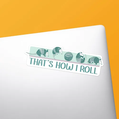 Vista 9 de Calcomanía de Armadillo con texto en inglés «That's How I Roll» para Hydroflask, lindos animales para vasos de bebida, adorables y divertidas