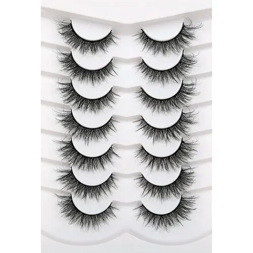 Vista 16 de Pooplunch - Pestañas postizas estilo ojo de gato, extensión de volumen 8D natural, finas, cortas, de visón sintético, tiras de pestañas postizas