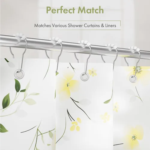 Vista 6 de Amazer - Juego de 12 ganchos decorativos para cortina de ducha de acero inoxidable para barras de cortinas de baño, blanco acrílico