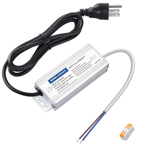 Vista 9 de Controlador LED de 24 vatios impermeable IP67, fuente de alimentación de 12 V CC 2A, convertidor de 120 V CA a 12 V CC, con enchufe de 3 clavijas
