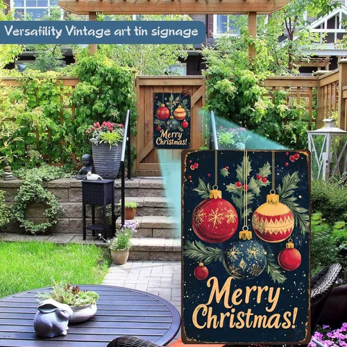 Vista 5 de CCPARTON Carteles de Feliz Navidad Graciosos Cartel de Hoja de Estaño para Decoración del Hogar Interior Jardín Patio Exterior Porche 8x12 Pulgadas
