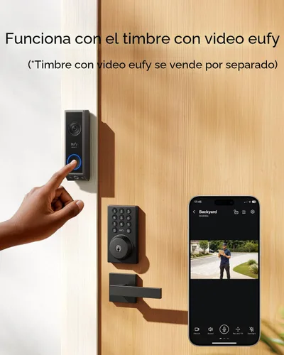 Vista 5 de eufy Security Smart Lock C30, cerradura de puerta de entrada sin llave, cerrojo de seguridad con teclado WiFi integrado para puerta delantera,