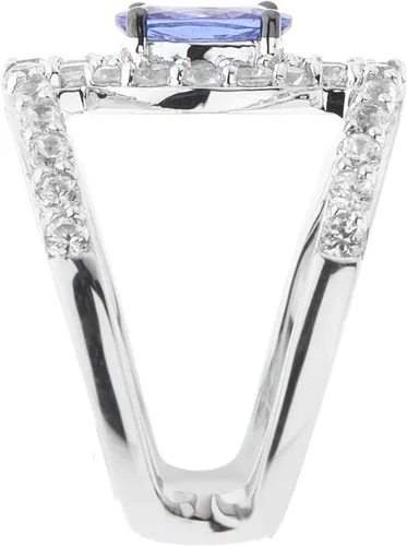 Vista 3 de Femme Luxe Anillo de declaración de tanzanita y circonita blanca de 3.50 GTW en plata de ley 925. Regalo para ella. Embalaje listo para regalo.