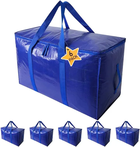 Vista 8 de Bolsas de transporte de alta resistencia extra grandes cúbicas de almacenamiento para ahorrar espacio, organizador de viaje, con cremalleras y asas