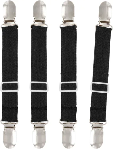 Vista 4 de BetyBedy 4 piezas de tirantes ajustables para sábanas de cama, clips elásticos para correas de sábanas, agarres de cubierta para funda de colchón