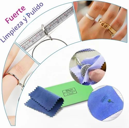 Vista 5 de Herramienta de medición de tamaño de anillo Traje de combinación de metal para medición de tamaño de dedos, fabricación de joyas y corrección