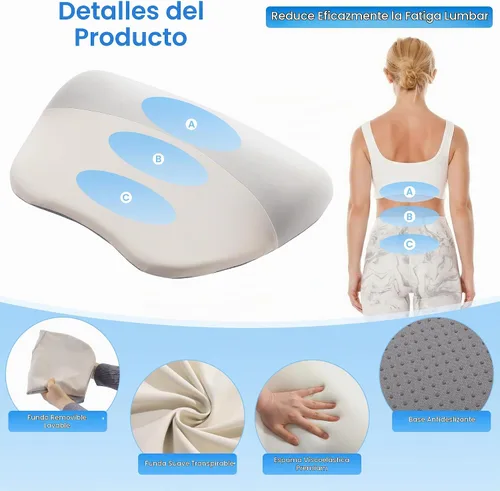 Vista 3 de BALAPET Almohada lumbar de espuma viscoelástica para cama, almohada ergonómica de apoyo de espalda baja para dormir, cojín de apoyo de cintura