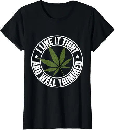 Vista 35 de Weed Cannabis Medical Marihuana I Like It Camiseta ajustada y recortada, Negro, S