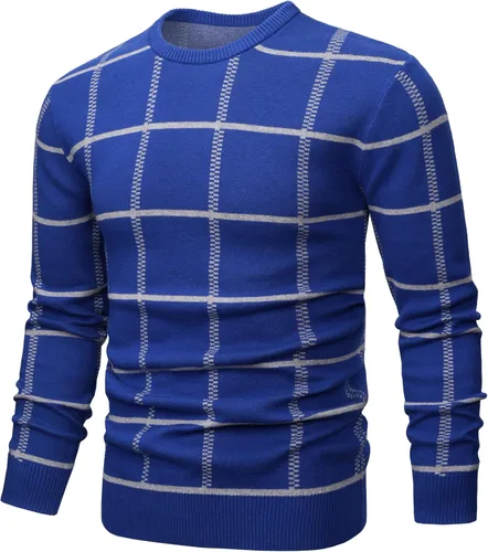 Vista 29 de MAGNIVIT Suéteres de punto de diseño básico para hombre, de algodón, suave, cuello redondo, para otoño e invierno
