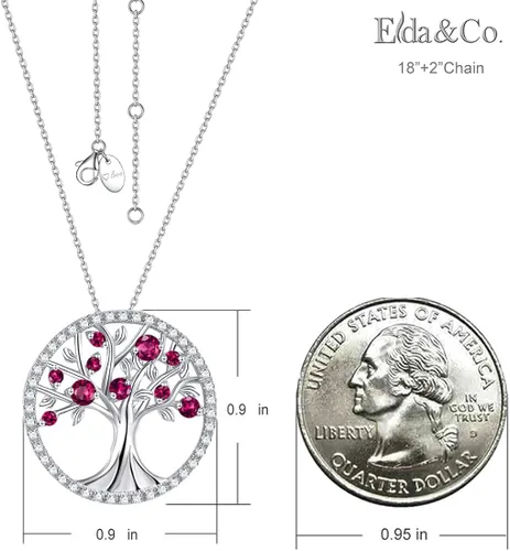 Vista 6 de Collar de árbol de la vida para mujer, collar de perlas esmeralda piedras natales de mayo, junio, para esposa, mamá, regalos de cumpleaños