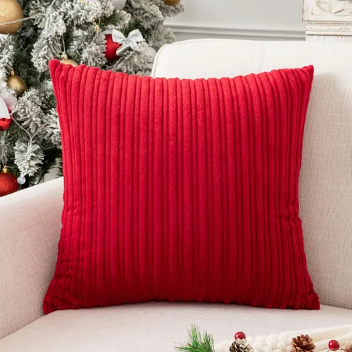Vista 7 de UGASA - Fundas de almohada decorativas de terciopelo suave y sólidas de Navidad para sala de estar/sofá, 16 x 16 pulgadas, 2 unidades, color burdeos