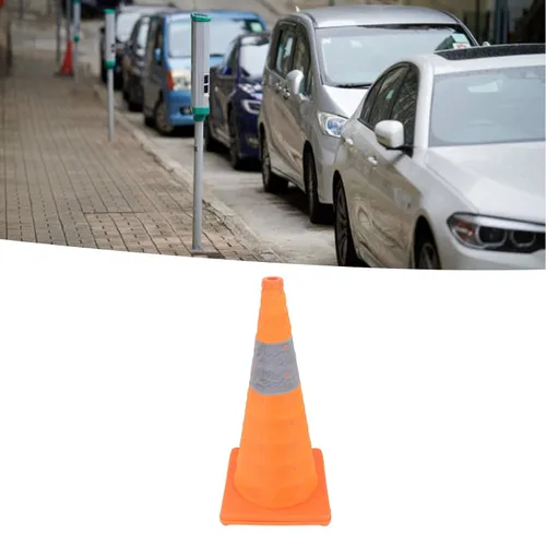 Vista 9 de Conos de tráfico plegables con collares reflectantes, cono naranja de seguridad desplegable multiusos con base rellenable para entrenamiento