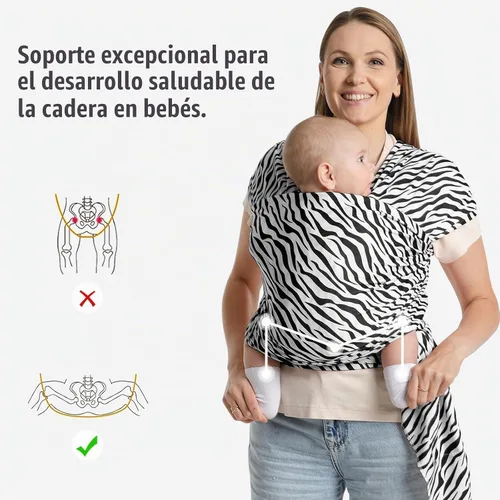 Vista 3 de Portabebés a la moda, diseño ergonómico de manos libres, elástico y ergonómico para bebés de 7 a 35 libras, suave y cómodo Negro