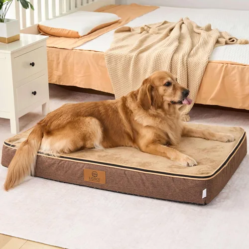 Vista 9 de LIORCE Cama grande para perros de espuma viscoelástica, camas ortopédicas de 4 pulgadas de grosor para perros grandes, cama impermeable para perros