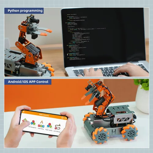 Vista 5 de MasterPi 5DOF Robotic Arm for RaspberryPi 5 AI Vision Tracking Target Sorting Line Follow Open Source Programming Smart Robot Car Kit for Teen Adult
