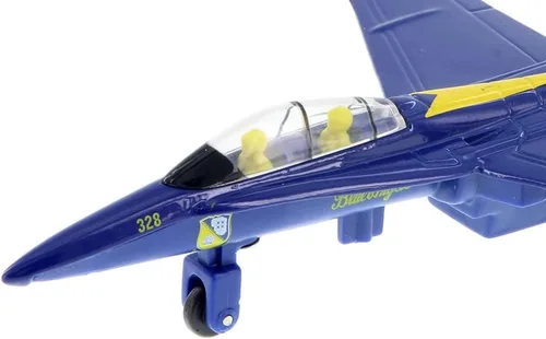 Vista 3 de Playmaker Toys United States Navy Blue Angels F/A-18 Super Hornet Fighter Jet 6 pulgadas modelo de juguete de metal fundido a presión con acción