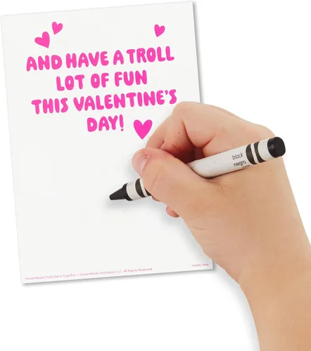 Vista 7 de Hallmark Trolls - Tarjetas de San Valentín con calcomanías, paquete surtido de 24