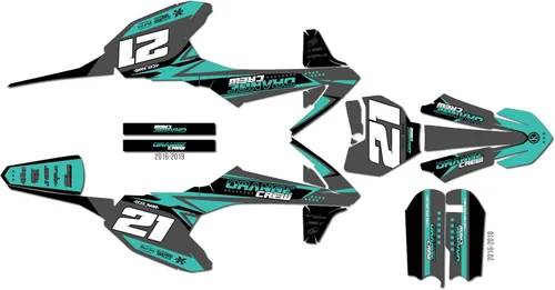 Vista 12 de Kit de gráficos para Ktm 50SX (2020-2023) Serie OG-CREW Cyan 09 Mil - Adhesivos para motocicleta Dirt Pit Bike Motocicleta, accesorios de motocross