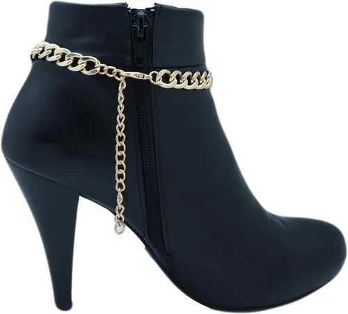 Vista 8 de TFJ - Pulsera de botas de moda para mujer, estilo urbano, cadena de metal dorado, joyería de hip hop, Metal