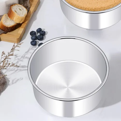 Vista 4 de TeamFar Molde para pasteles de 6 pulgadas, 6 "x 3" de acero inoxidable