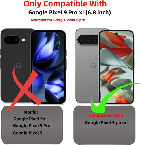 Vista 7 de Funda magnética para Google Pixel 9 Pro XL compatible con cargador inalámbrico MagSafe, para Pixel 9 Pro XL con soporte de 360° + 2 protectores