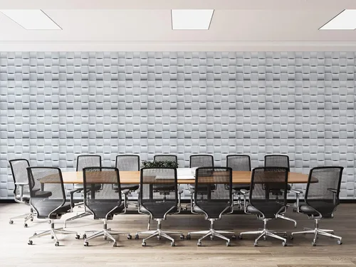 Vista 2 de Dundee Deco Paneles de pared 3D - Paneles de pared de PVC blanco pintables a cuadros modernos para decoración de paredes interiores, paquete de 10