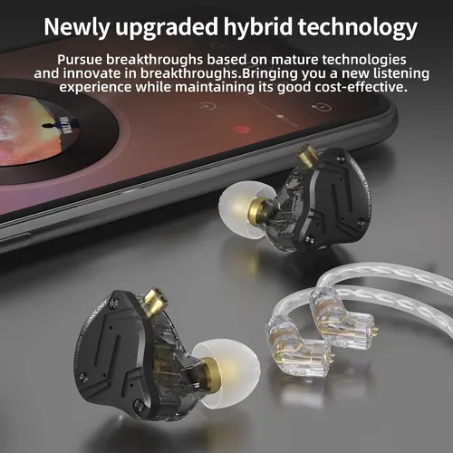 Vista 7 de KZ ZS10 PRO X - Audífonos Monitor dentro del oído, auriculares IEM con controladores híbridos 4BA+1DD mejorados, auriculares con cable metálico HiFi
