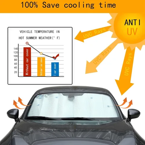 Vista 5 de Parasol para parabrisas de automóvil compatible con Mazda MX-5 2016-2024, protector de visera solar para ventana delantera, protección UV