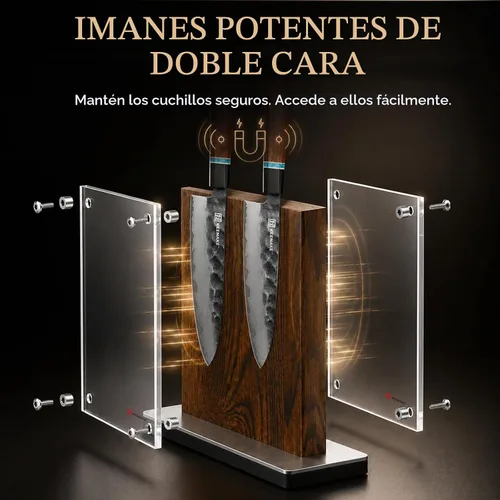 Vista 2 de KEEMAKE Magnetic Kitchen Knife Block Holder with Acrylic Shield
